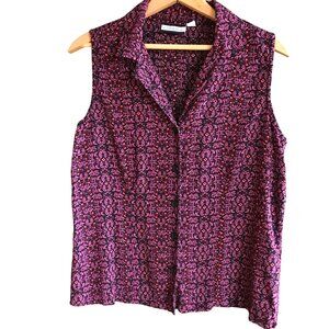 Croft & Barrow Sleeveless Oriental Print Soft Rayon Top, Violet Purple Coral L